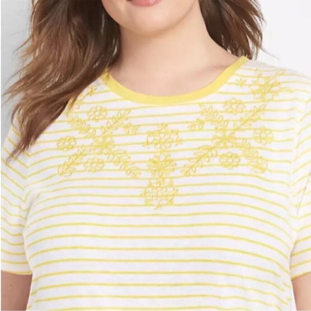 Lane Bryant yellow stripe Classic Short Sleeve Crew neck Tee - Picture 4 of 7